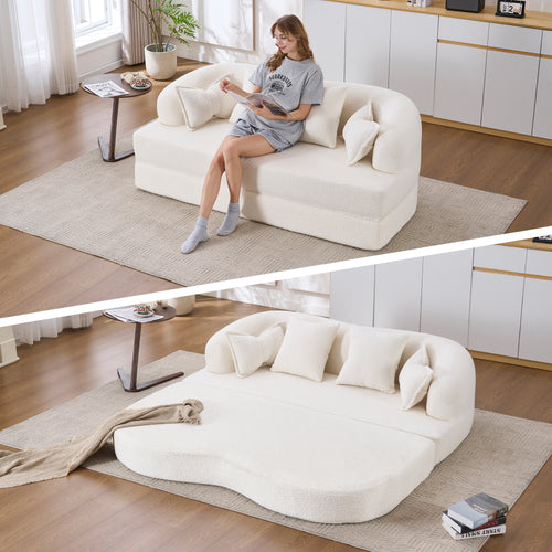 70" Foldable Sofa Bed Convertible Sleeper Couch with 4 Pillows