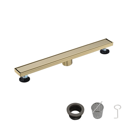 24" Stainless Steel Linear Shower Drain with Hair Strainer