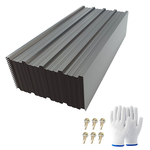 Grey Corrugated Galvanized Metal Roofing Panels 42.52" x 18.90" 20pc