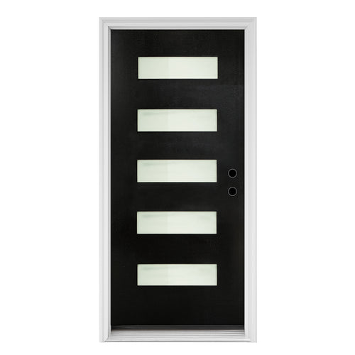 36 x 80 Fiberglass Entry Door Left Hand Inswing Black