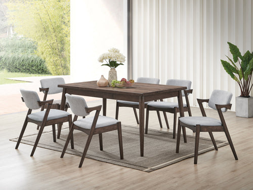 7 Piece Dining Set Ash Walnut Finish Table Chairs