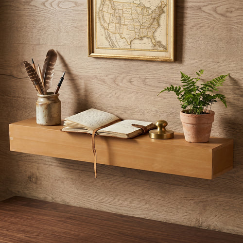 48" Fir Wood Floating Fireplace Mantel Shelf Light Brown