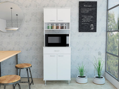 Della 60 Kitchen Pantry Cabinet White Countertop Storage