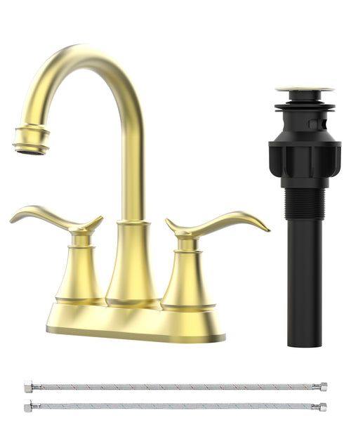 Brushed Gold 2-Handle 360 Swivel High Arc Bathroom Sink Faucet
