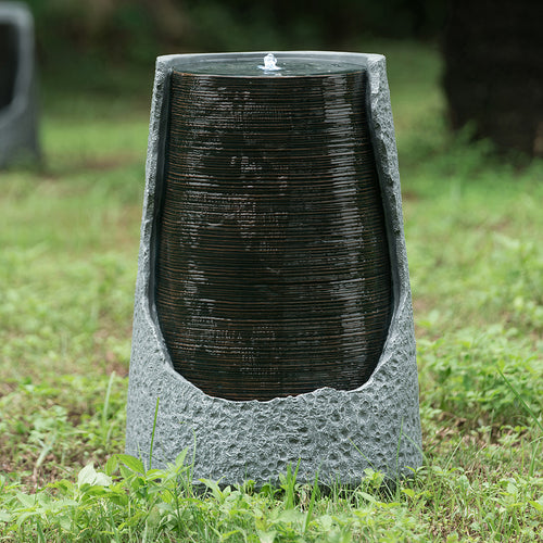 17x17x26 Polyresin Water Fountain Indoor Outdoor Modern Design LED Light
