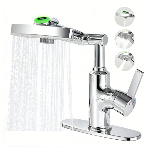 LED Temperature Display Bathroom Faucet 360 Rotating Spout