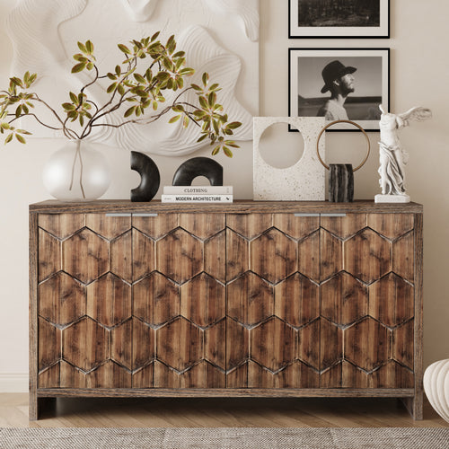 4 Door Farmhouse Wooden Cabinet Sideboard Buffet