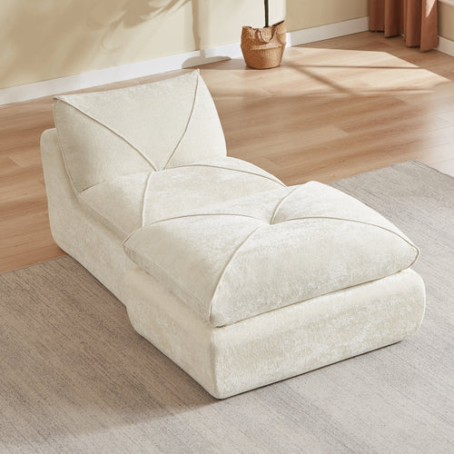Chair Modern Chenille Beige 1 Seat with Foot Pedal