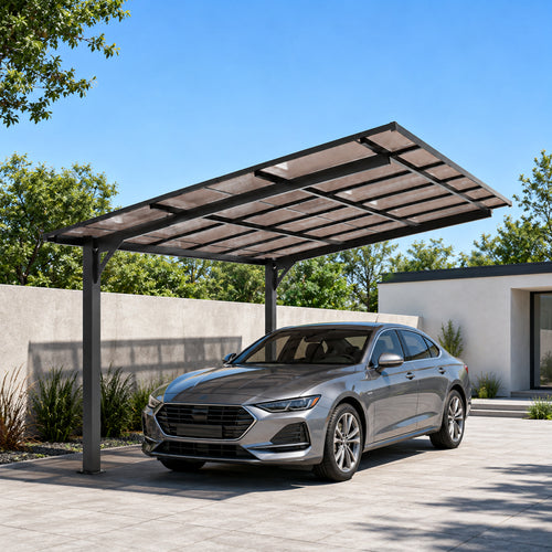 10x12 ft Galvanized Steel Carport with PC Roof Canopy
