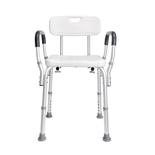 Shower Chair with Backrest Aluminum Adjustable Height Non-Slip 350 LB