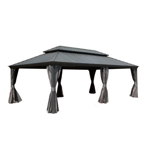14x24 ft Hardtop Gazebo Double Roof Aluminum Patio Pavilion