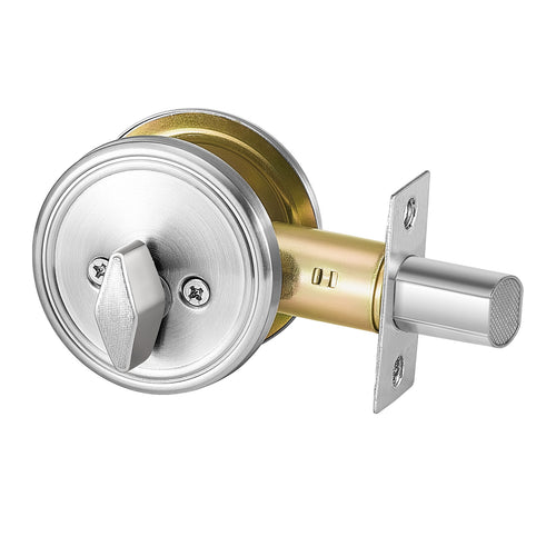 Deadbolt Lock Round Single Cylinder Dead Bolt Keyed 1 Side Satin Nickel 3 Keys