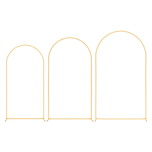 3-Piece Gold Metal Arch Backdrop Stand Set 8/7.2/6.6 ft