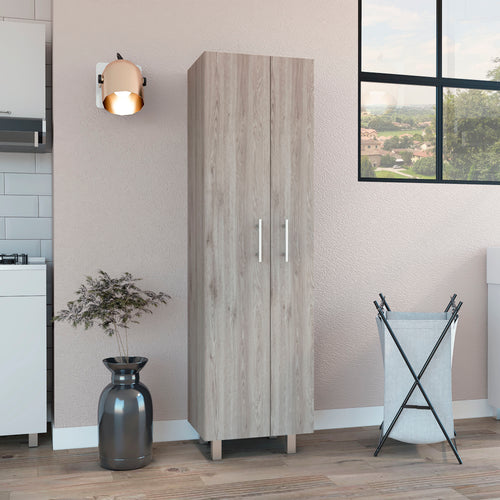 Double Door Storage Cabinet with Five Shelves, Light Gray