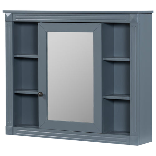 Modern Blue Wall Mounted Bathroom Storage Cabinet 35" x 28