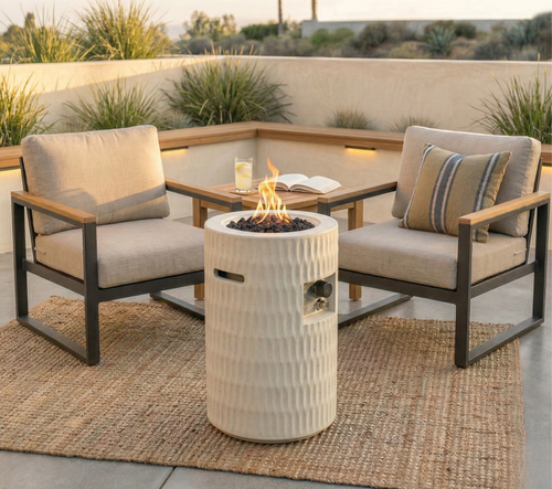 26" Propane Gas Fire Pit 40000 BTU Outdoor Patio Concrete