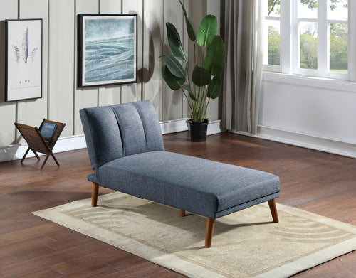 Navy Polyfiber Chaise Lounge with Wood Legs