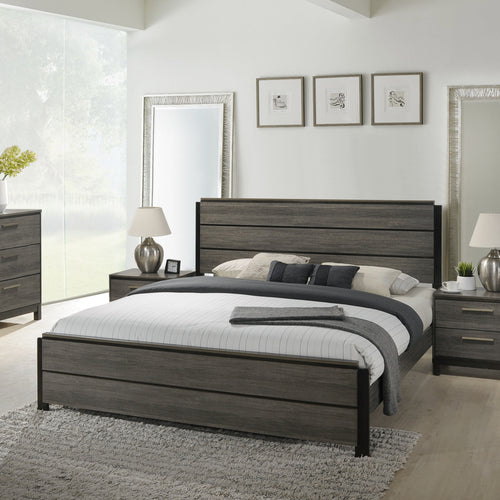 Contemporary Gray Wood Panel Bed