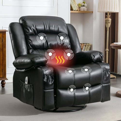 Massage Recliner Chair with Heat and Vibration, Black