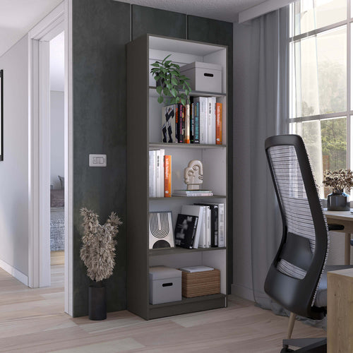 4 Shelf Bookcase Storage Cabinet Matt Gray White Office