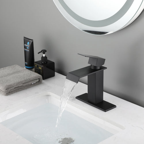 Waterfall Spout Single Handle Bathroom Vanity Sink Faucet
