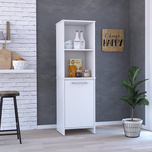 White Kitchen Pantry Cabinet Single Door Two Shelves