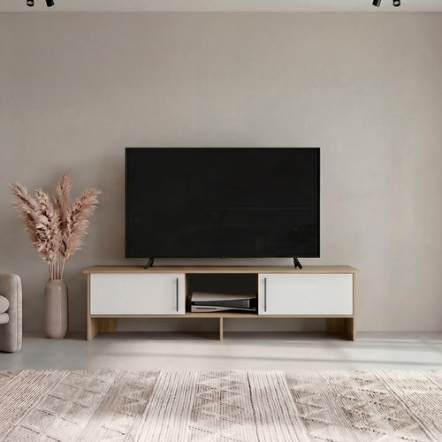 65" TV Stand with 4 Open Shelves and 2 Doors Media Console