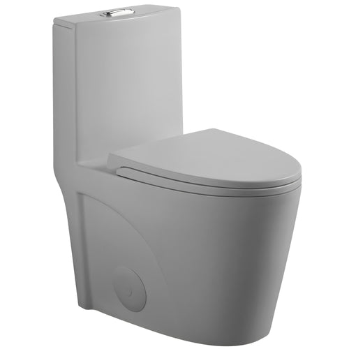 Modern Light Gray One-Piece Tornado Flush Toilet Soft Close