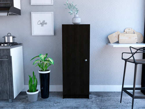 Black Single Door Pantry Storage Cabinet with 4 Shelves