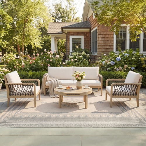 4-Piece Acacia Wood Patio Furniture Conversation Set