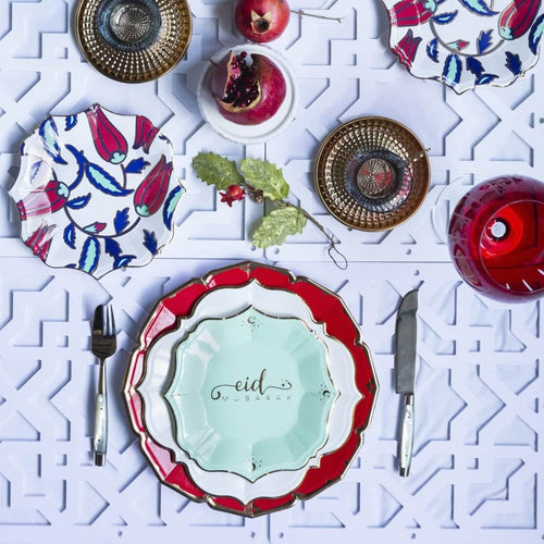 Mint and Red Eid Party Set, Serves 8, 40 Pieces