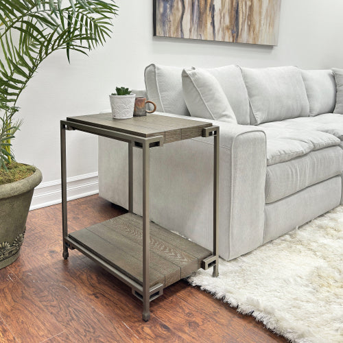 Chairside Table - Modern - Wood & Metal - Aged Graphite - 14"W x 24"H