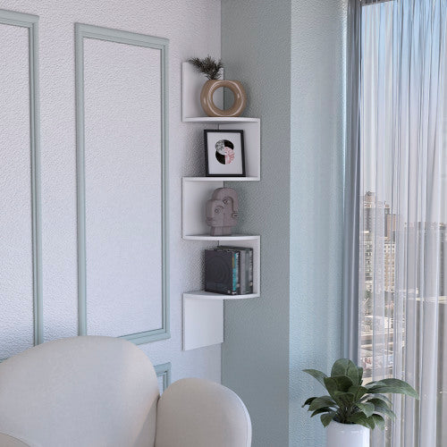 Corner Wall Shelf - Modern Floating Design - Four Shelves