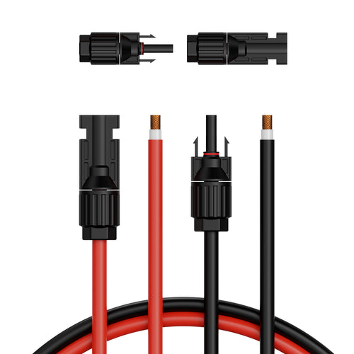 20FT Solar Panel Extension Wire 10AWG Male Female Connectors