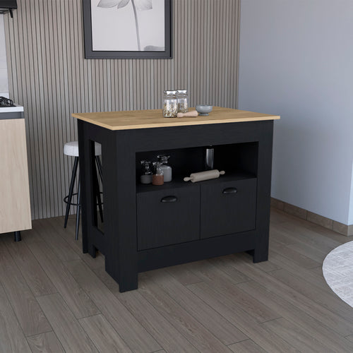 Arlet Kitchen Island Two Door Cabinet and Shelf