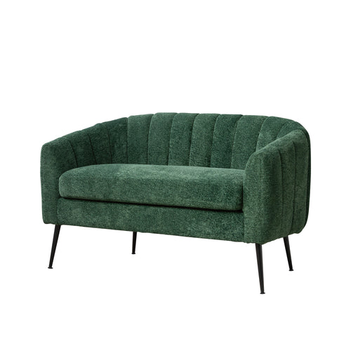 Green Chenille 2-Seat Loveseat Accent Couch 50" Channel Tufted
