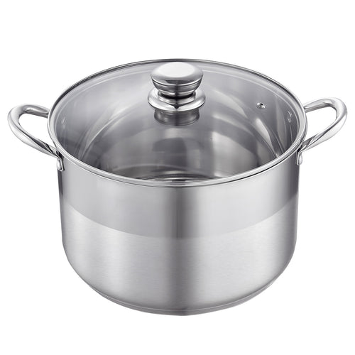 12-Quart Stainless Steel Stock Pot with Glass Lid