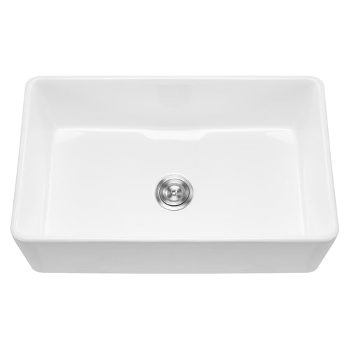 33.5x20 in Fireclay Undermount Single Bowl Farmhouse Kitchen Sink White