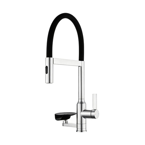 Brushed Nickel Kitchen Faucet 360 Swivel Pull Out Sprayer