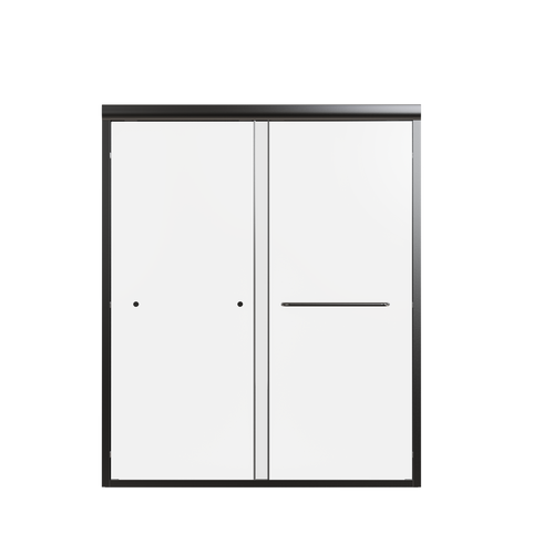Matte Black Semi-Frameless Double Sliding Shower Door 56-60W