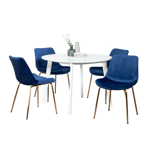 White Round Dining Table with 4 Chairs 5-Piece Set
