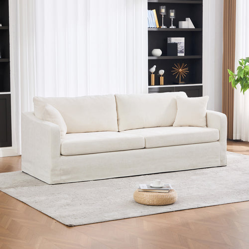 Extra-large Double Sofa, 86.61" Wide Chenille Beige