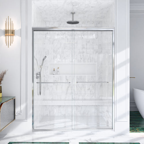 (NEW) 56"-60"W*72" H Semi-Frameless Double Sliding Shower Door