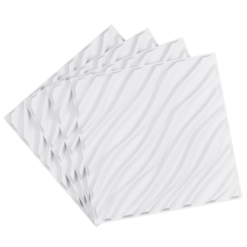 3D Wave Wall Panels 12-Pack 32 Sq.Ft PVC White Matte