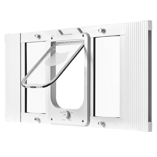 Cat Door for Window, Adjustable to Fit Window Width 27"-32"