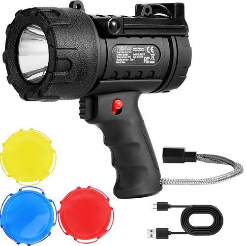 USB Rechargeable Spotlight Flashlight 200000LM Searchlight