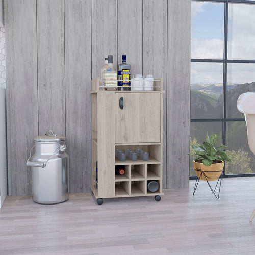 Fargo Bar Cart with Wine Rack and Casters