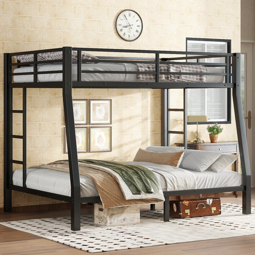 Metal Full XL over Queen Bunk Bed for Teens, Black