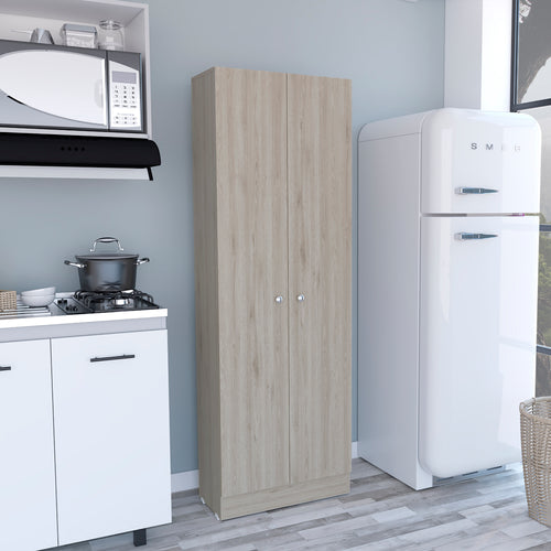 5-Shelf Double Door Pantry Cabinet Light Gray