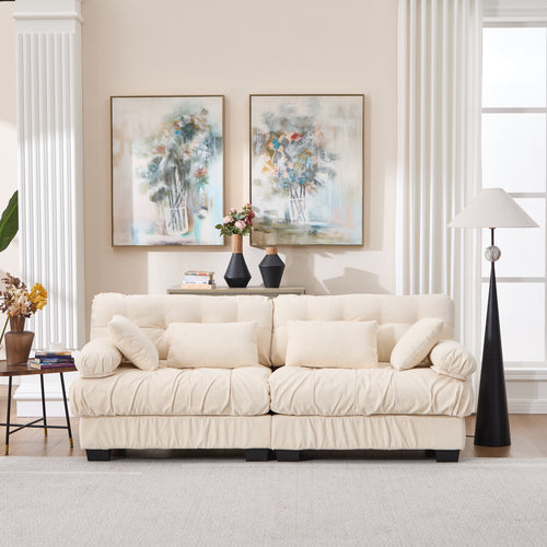 Sectional Sofa Cloud Modular Flannelette Beige 2 Seat 88 In 4 Pillows